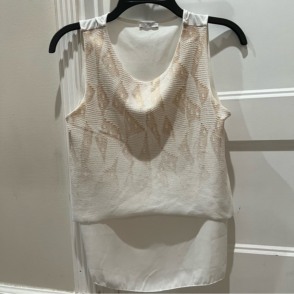 B Zara W Collection rose gold & white blouse
